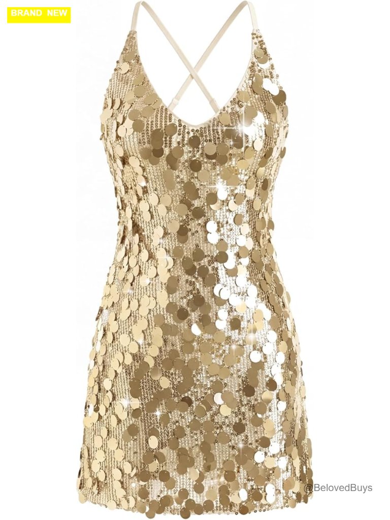 Sequin Dress Spaghetti Strap Bodycon Mini Club Night Out